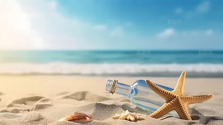 海边夏天沙滩摄影图