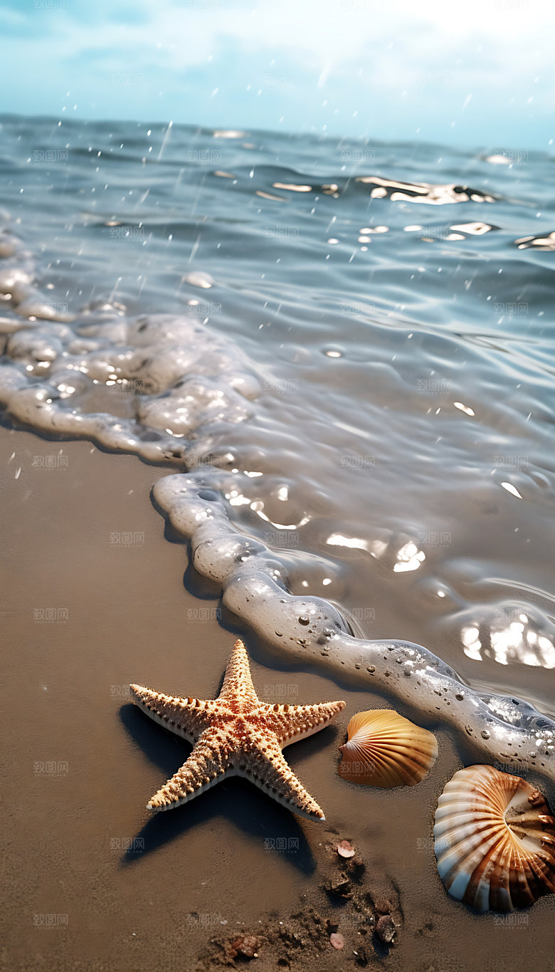 海边夏天沙滩摄影图