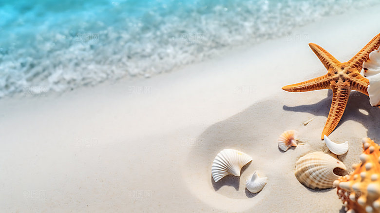 海边夏日沙滩摄影图