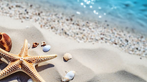 海边夏天沙滩摄影图
