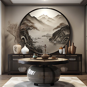 中式茶室中国风茶艺效果图