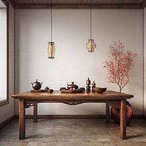 中式茶室室内设计高雅效果图