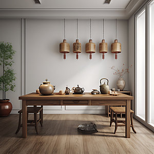 中式茶室室内设计高端效果图