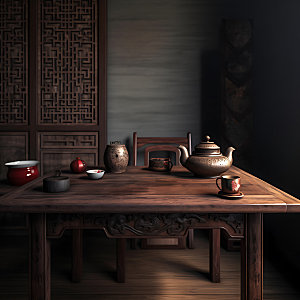 中式茶室中国风高雅效果图