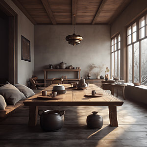 中式茶室高雅室内设计效果图