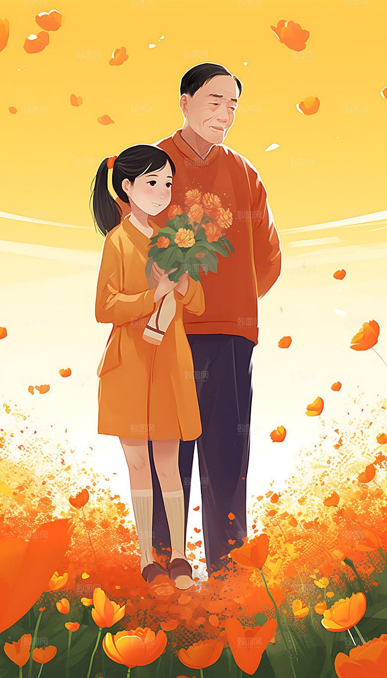父亲节祝福情感插画