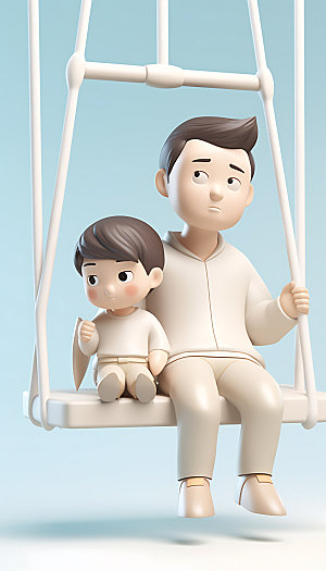 父亲节3D治愈人物模型