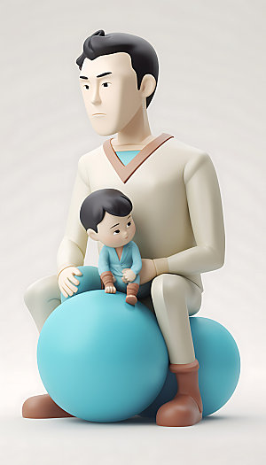 父亲节家庭幸福人物模型