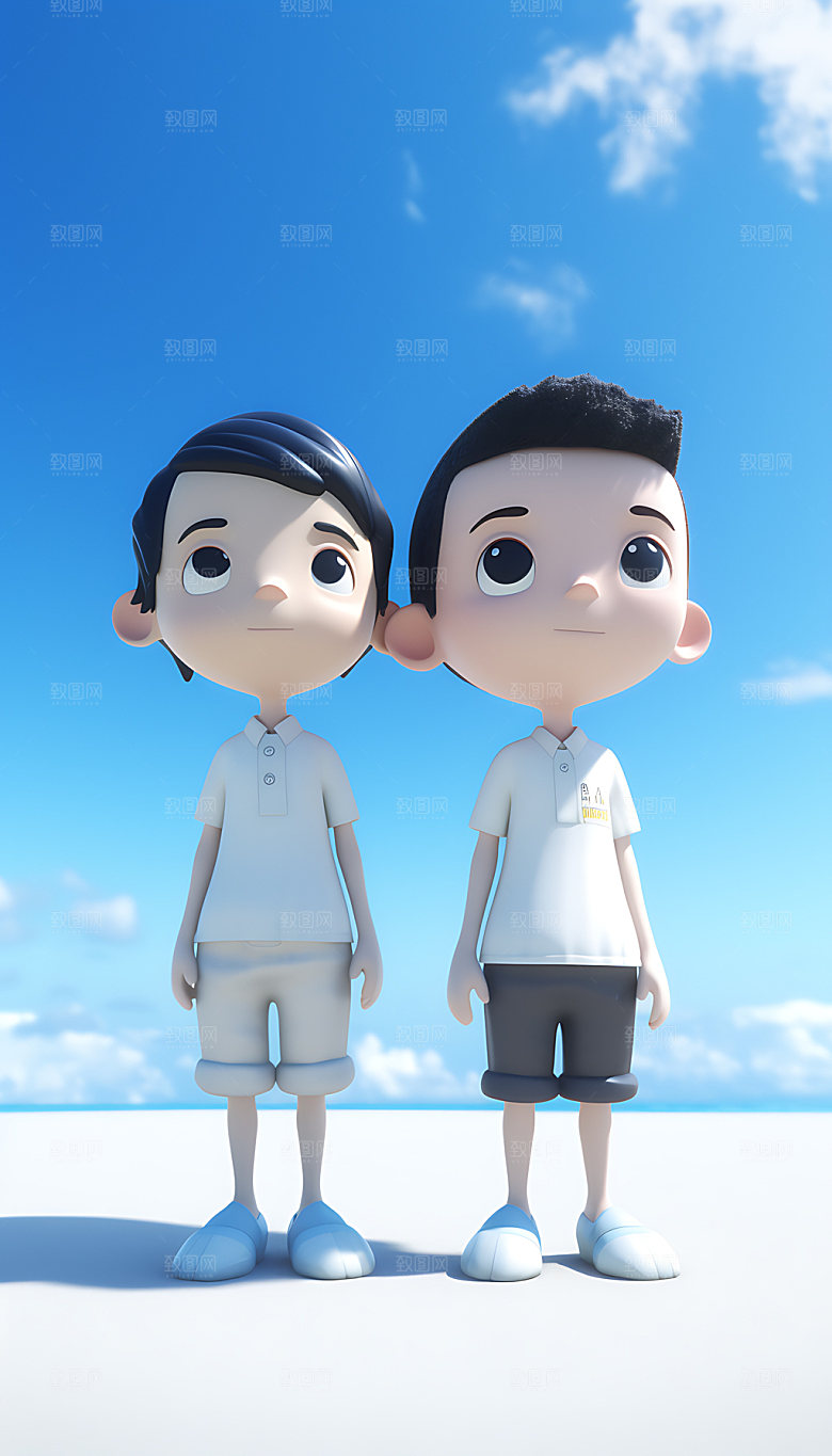 海边度假3D休闲人物模型