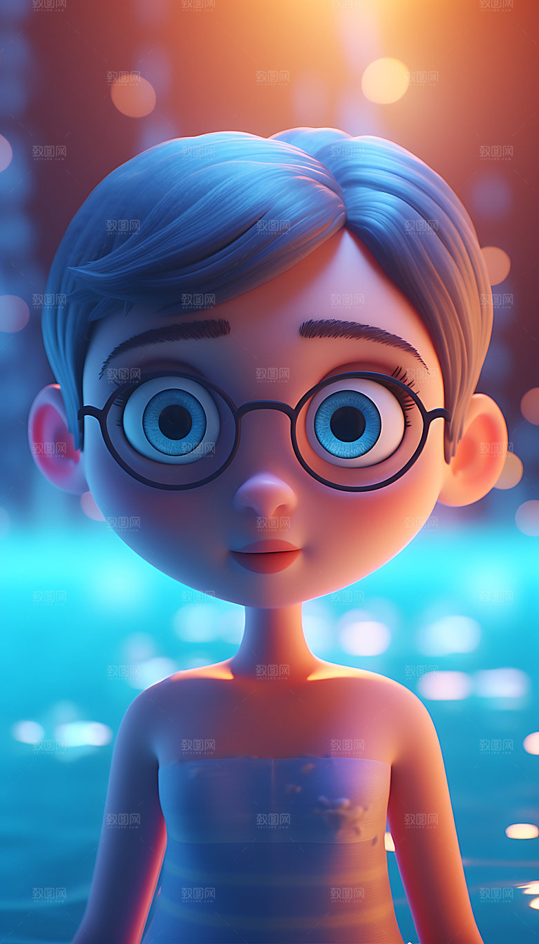 海边度假旅游3D人物模型