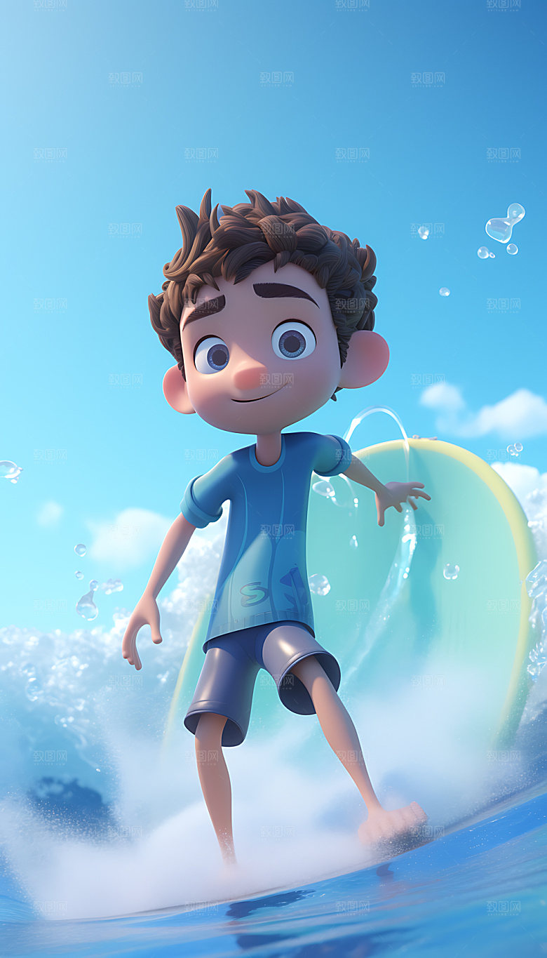 海边度假沙滩3D人物模型