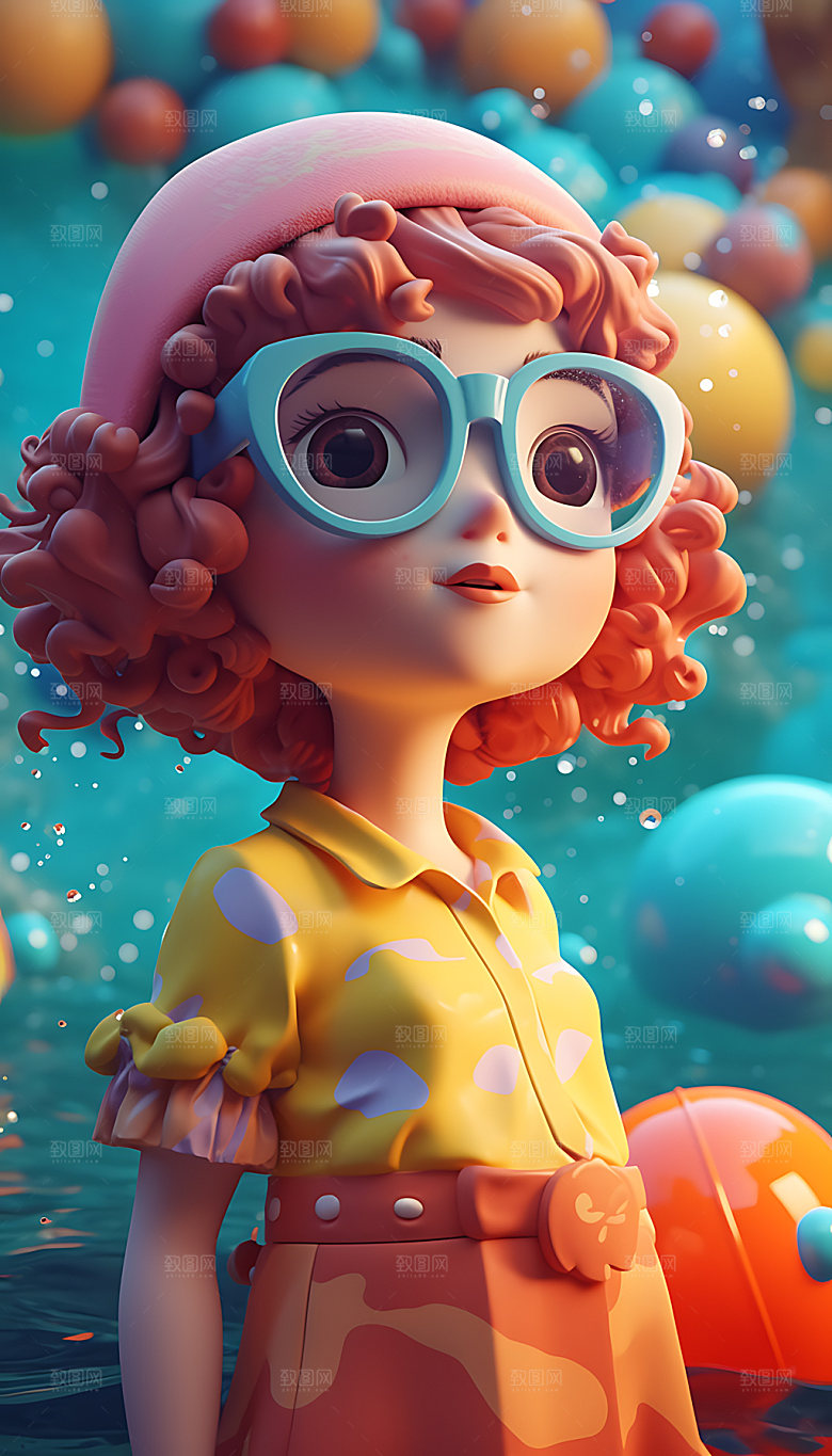 海边度假3D休闲人物模型