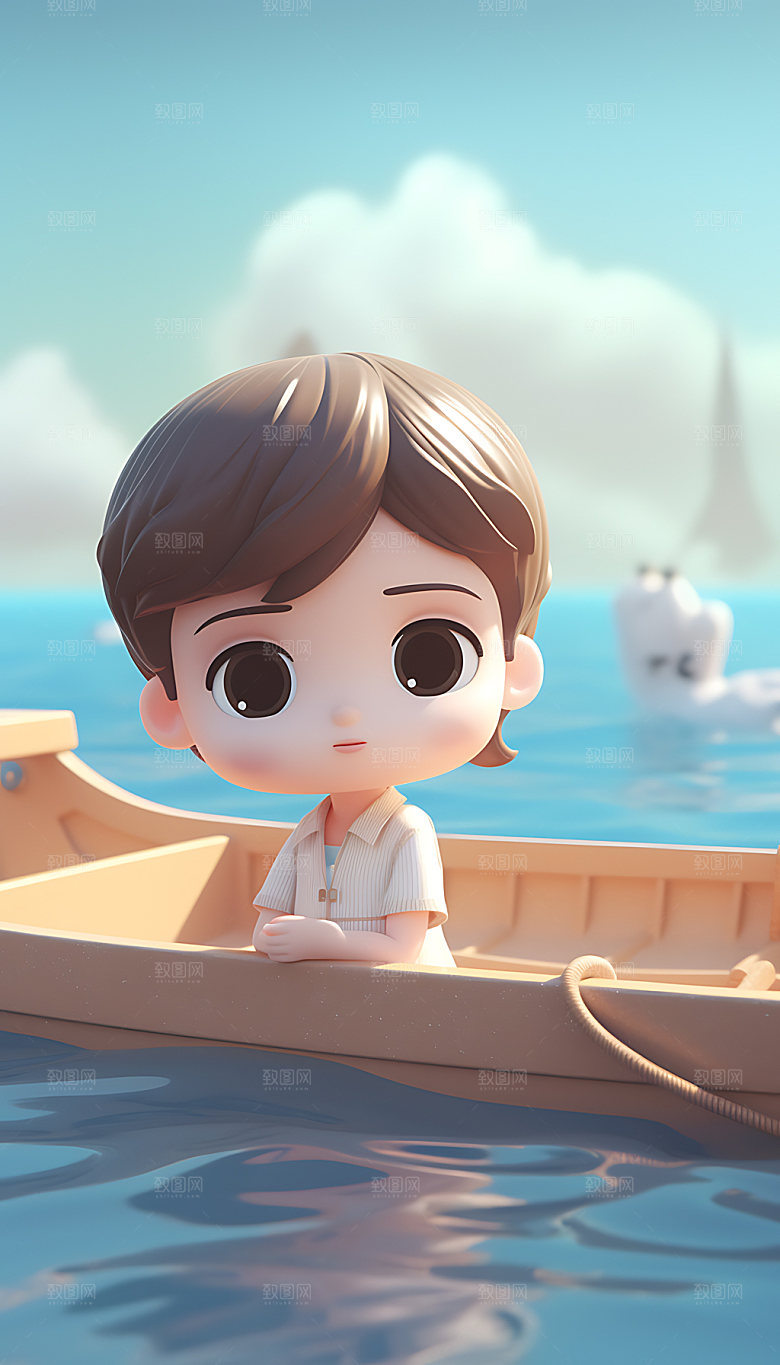 海边度假3D沙滩人物模型