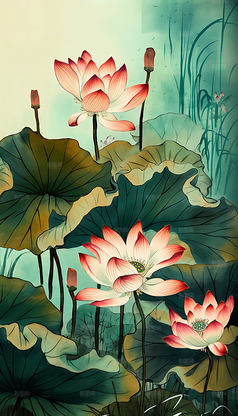 荷花清廉传统装饰画