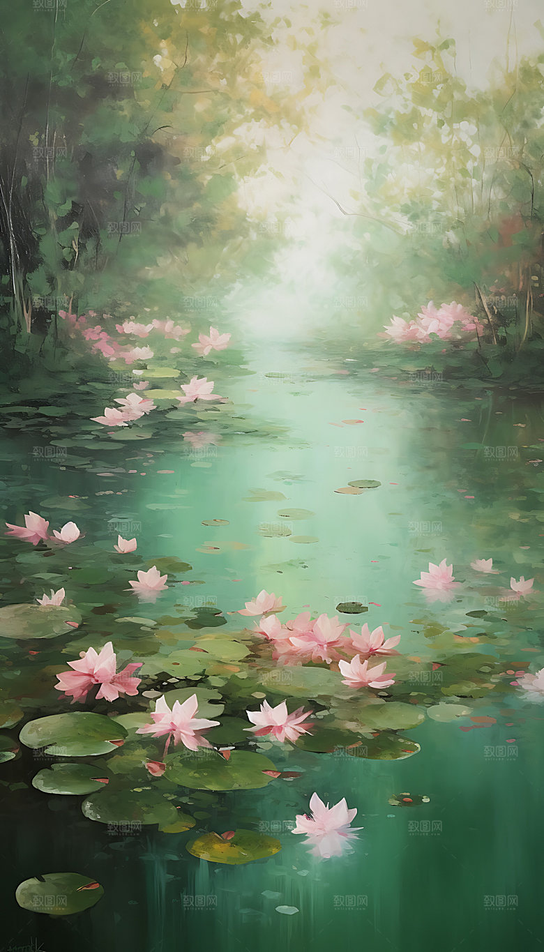 荷花高洁水墨装饰画