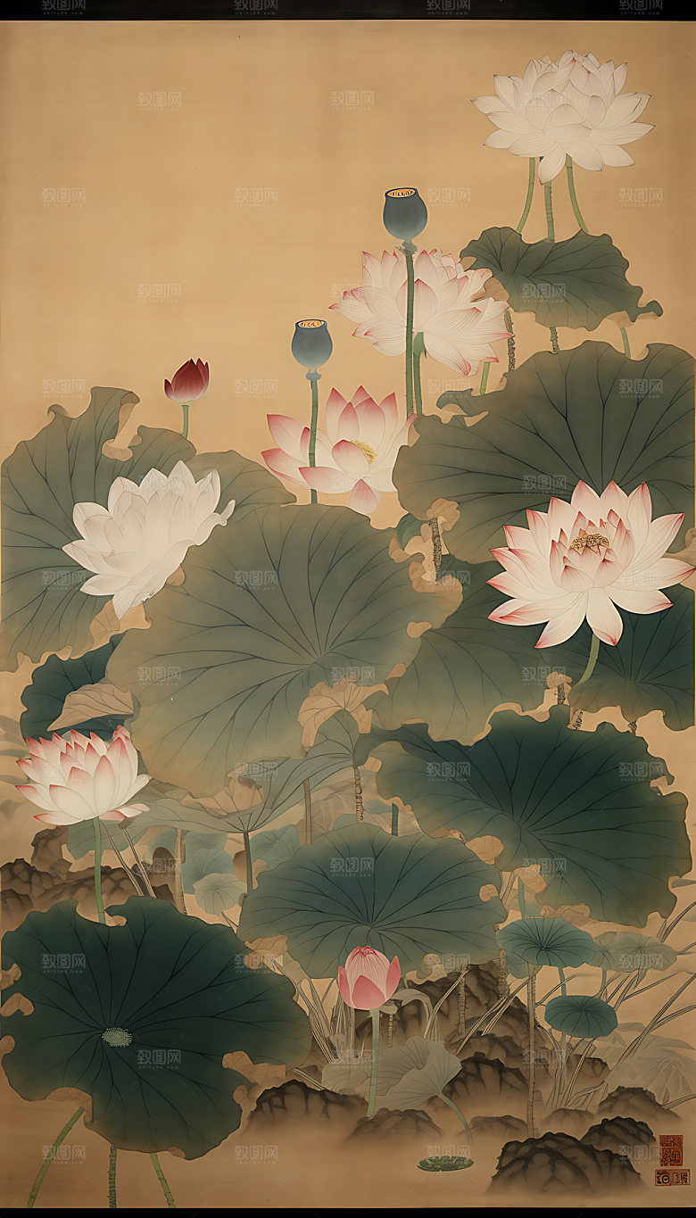 荷花高洁中国风装饰画