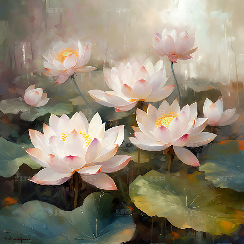 荷花水墨中国风装饰画