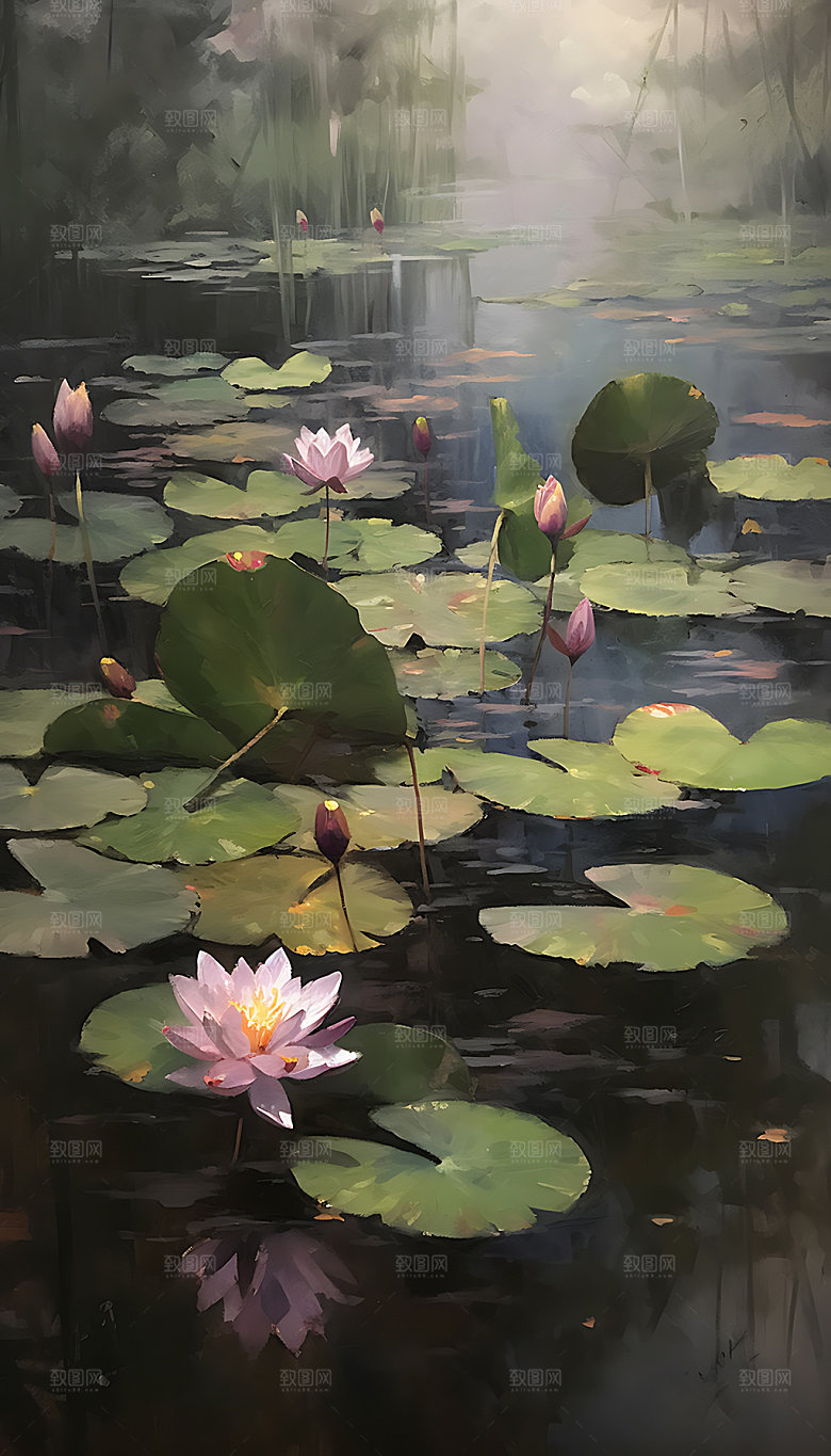荷花清廉高洁装饰画