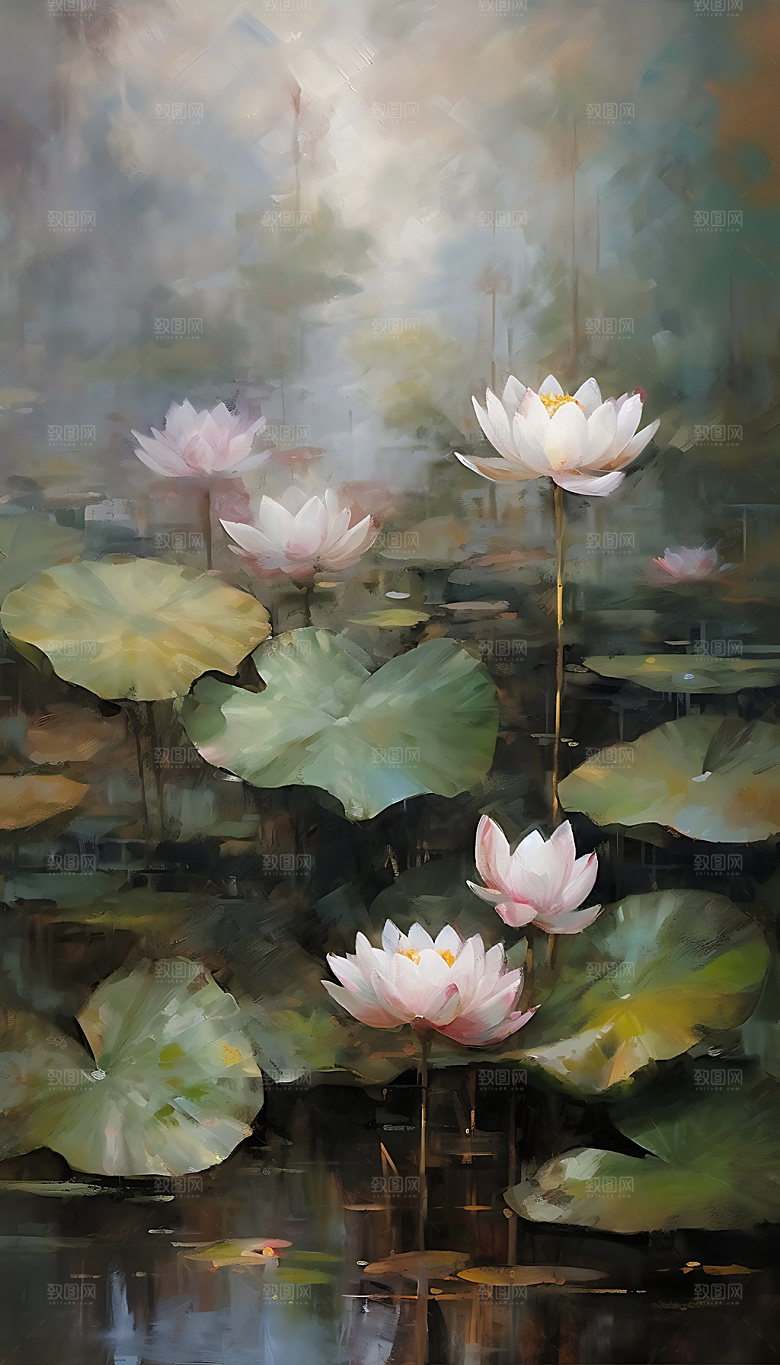 荷花清廉水墨装饰画