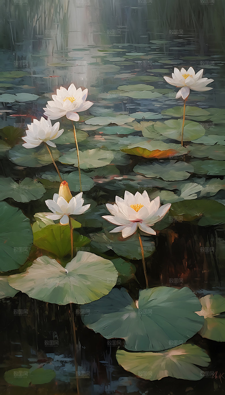荷花中国风国画装饰画