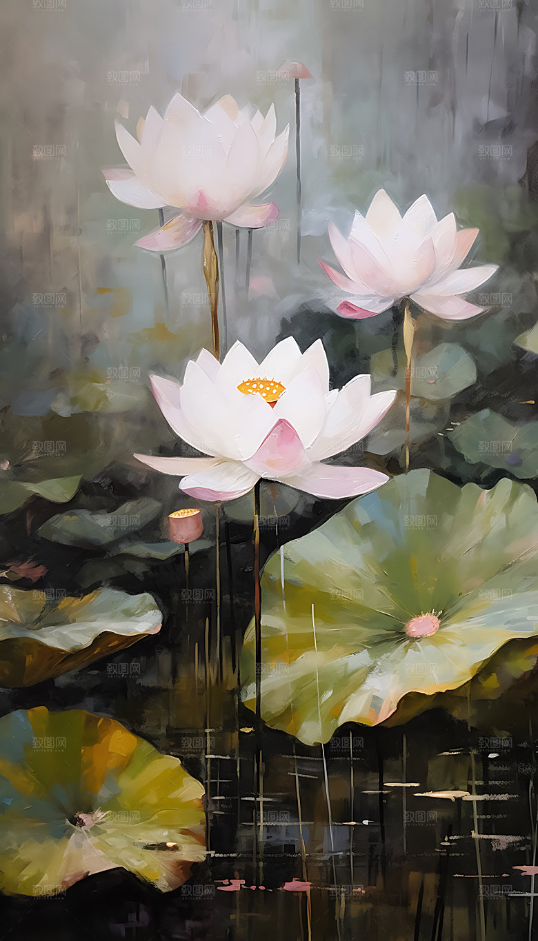 荷花传统清廉装饰画