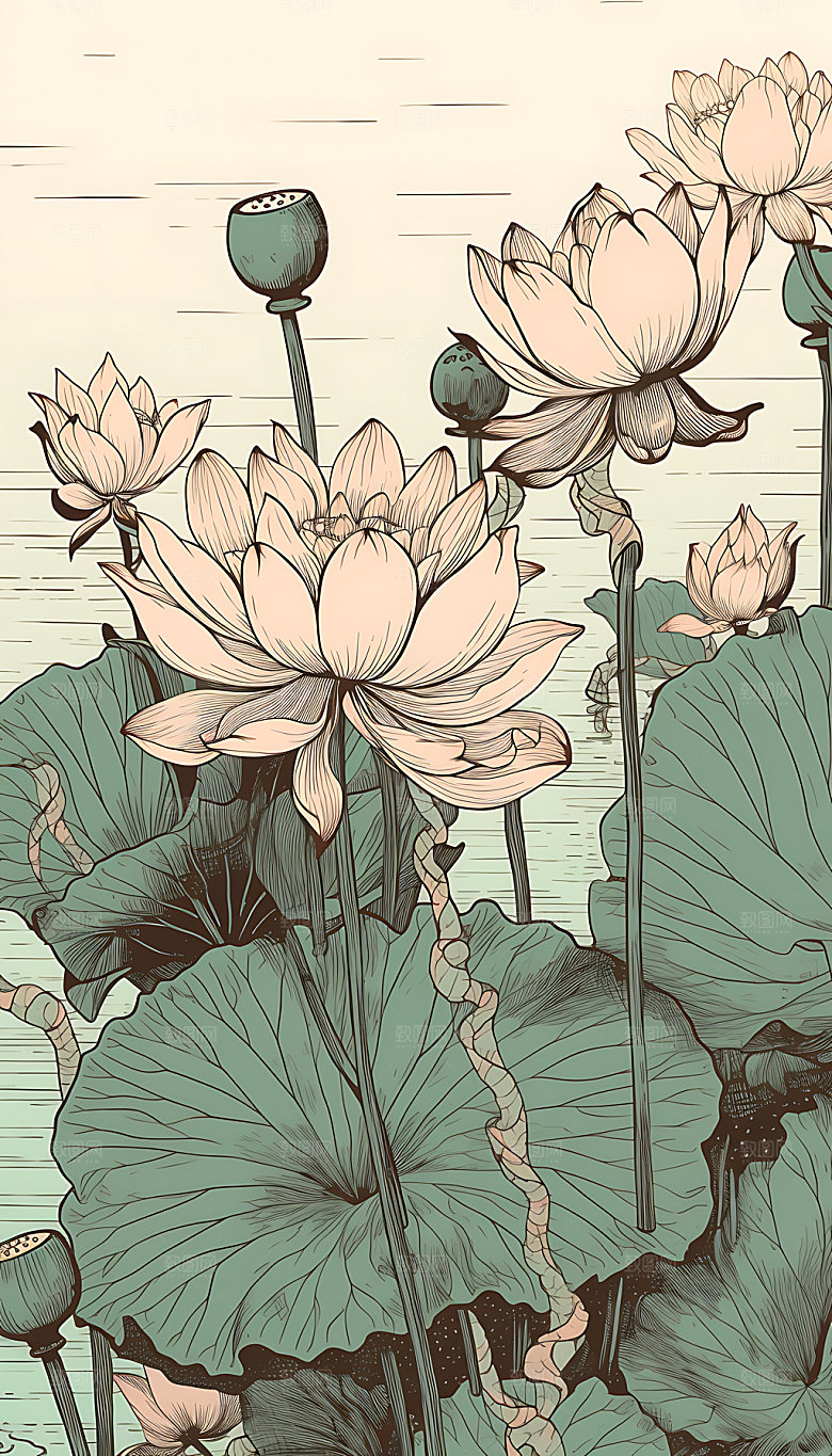 荷花高洁清廉装饰画