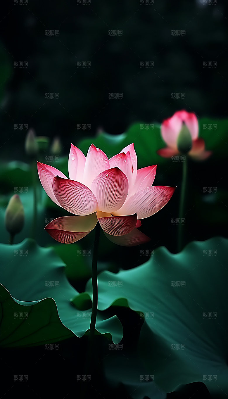 荷花中国风水墨装饰画