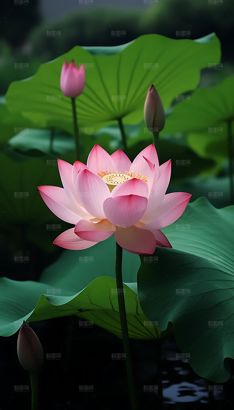 荷花清廉水墨装饰画
