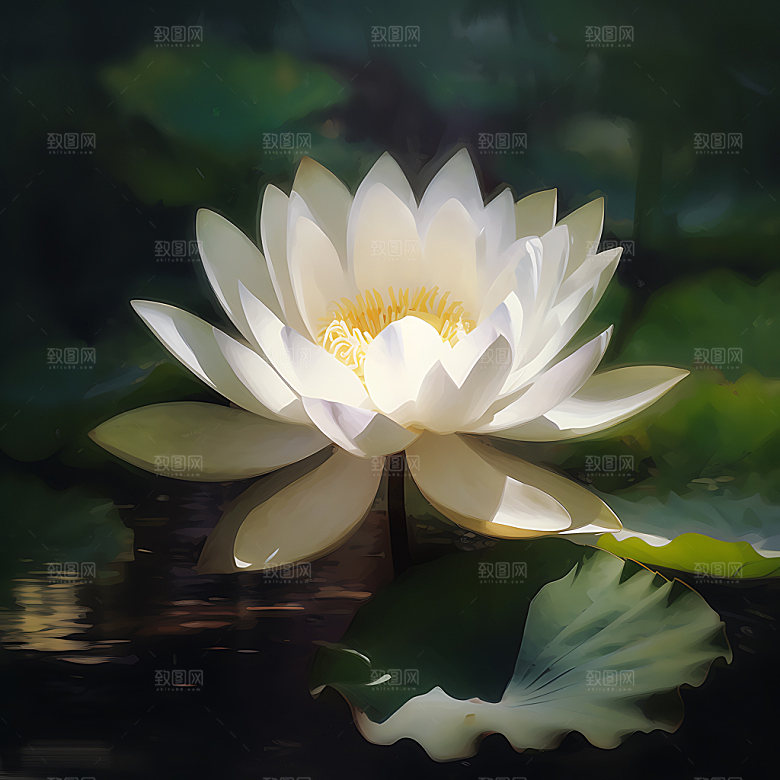荷花水墨清廉装饰画