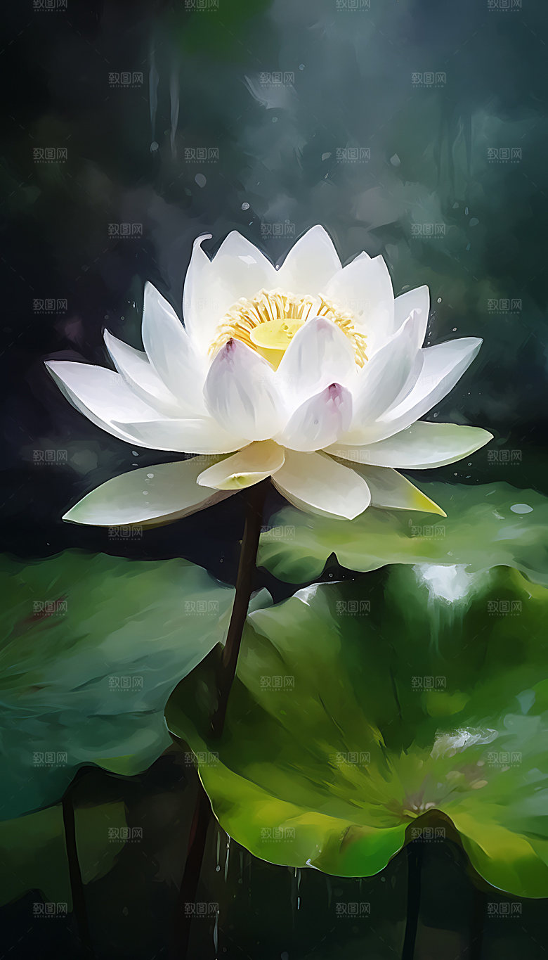 荷花水墨传统装饰画