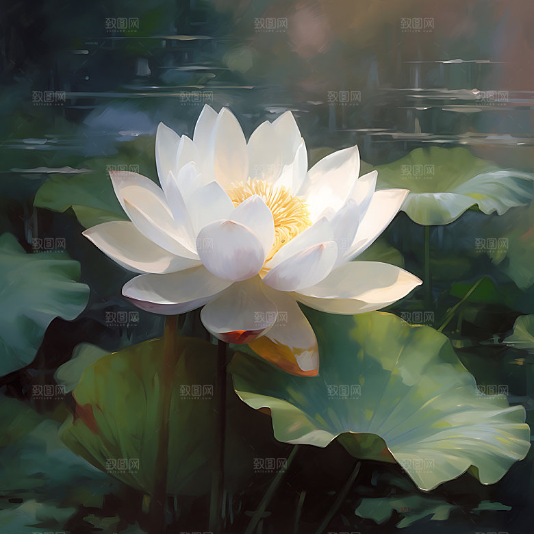 荷花水墨清廉装饰画