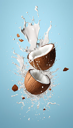 飞溅椰汁商业椰奶摄影图