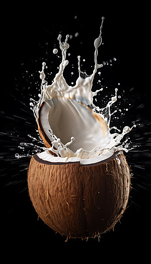 飞溅椰汁商业椰奶摄影图
