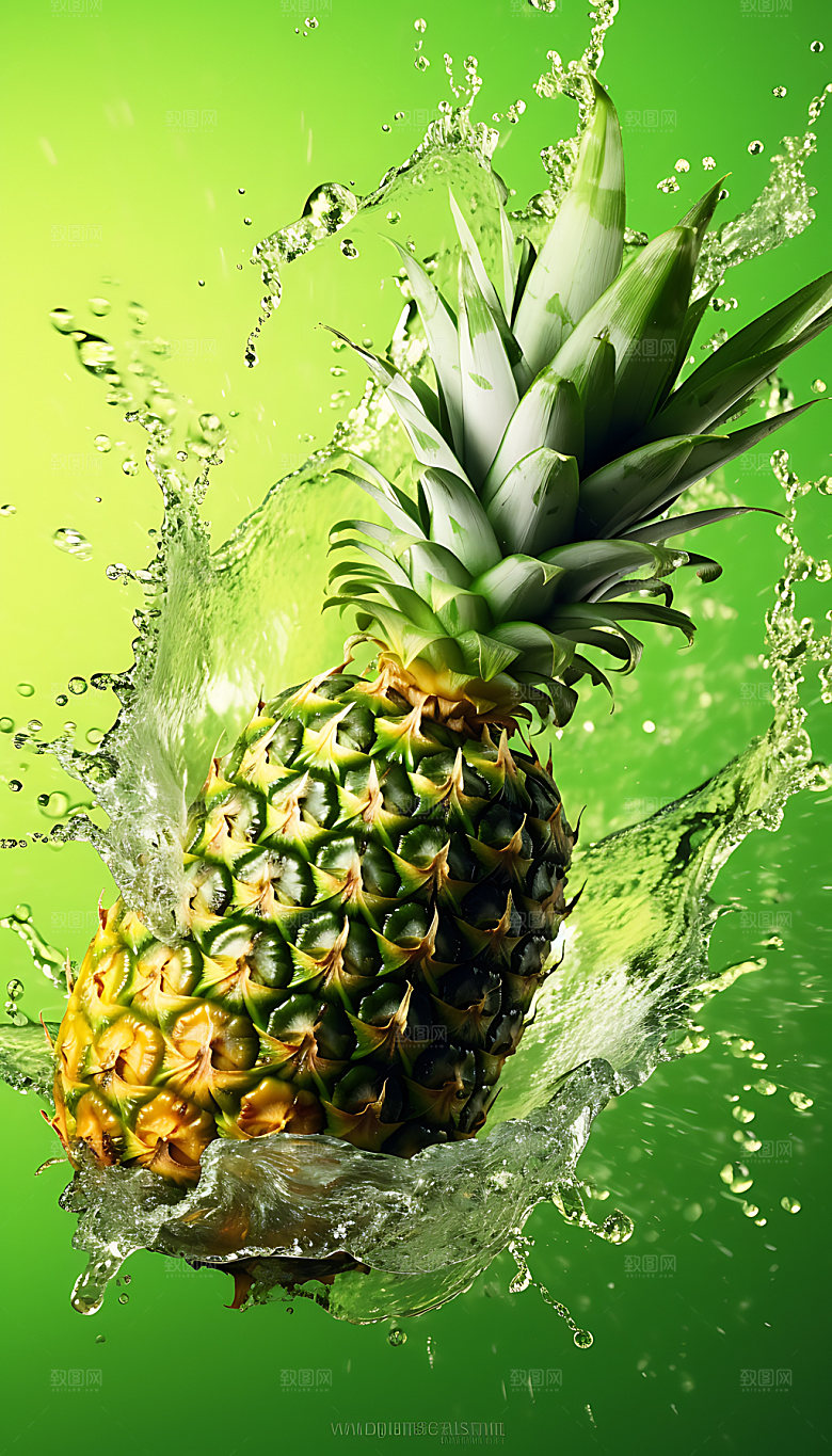 菠萝果汁飞溅牛奶飞溅创意摄影图