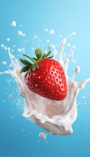 草莓果汁飞溅饮料商业摄影图