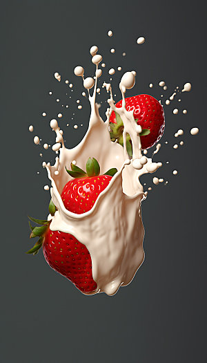 草莓果汁飞溅商业饮料摄影图