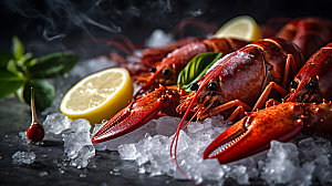龙虾夏季美食高清摄影图