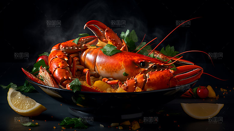 龙虾夏季美食高清摄影图