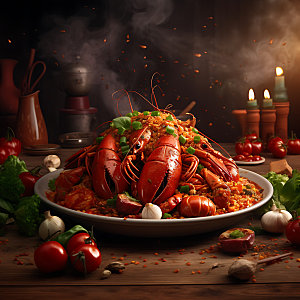 龙虾高清烧烤摄影图