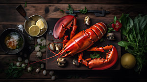 龙虾夏季美食烧烤摄影图