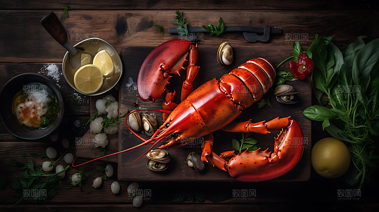 龙虾夏季美食烧烤摄影图