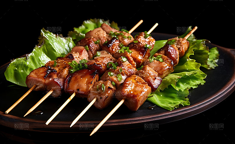 烧烤美食炭烤摄影图