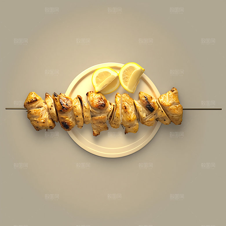 烧烤美食烤串摄影图