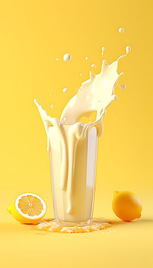 柠檬果汁飞溅特写商业摄影图