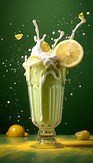 柠檬果汁飞溅创意牛奶飞溅摄影图