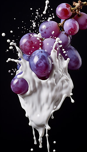 葡萄果汁飞溅水果创意摄影图