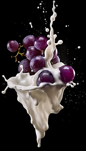 葡萄果汁飞溅创意牛奶飞溅摄影图