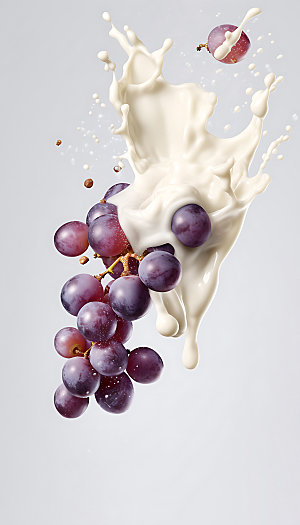 葡萄果汁飞溅水果牛奶飞溅摄影图
