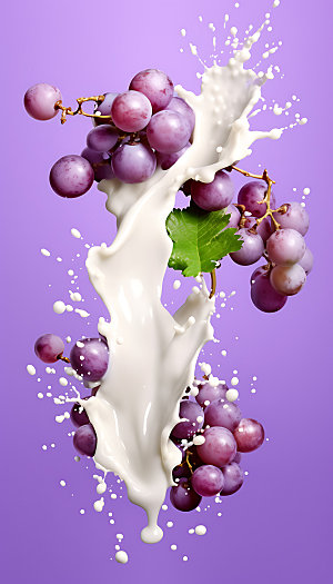 葡萄果汁飞溅饮料牛奶飞溅摄影图