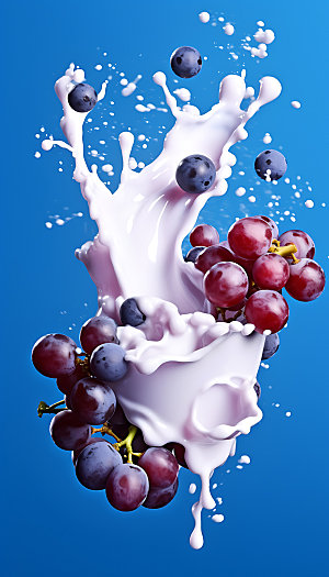 葡萄果汁飞溅水果特写摄影图